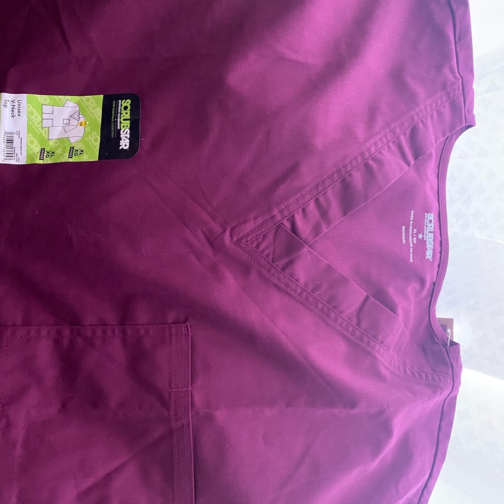 XL maroon Scrubstar scrub set (top/bottom). Never worn.